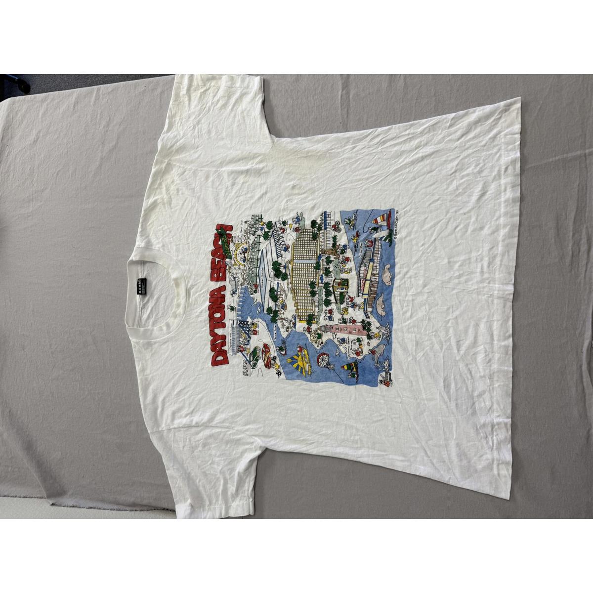Vintage Daytona Beach Florida Tshirt 1993 Art Map Tourism Xl